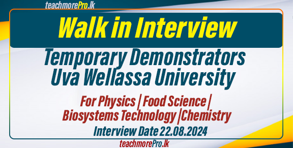 Uva Wellassa University Seeking Temporary Demonstrators