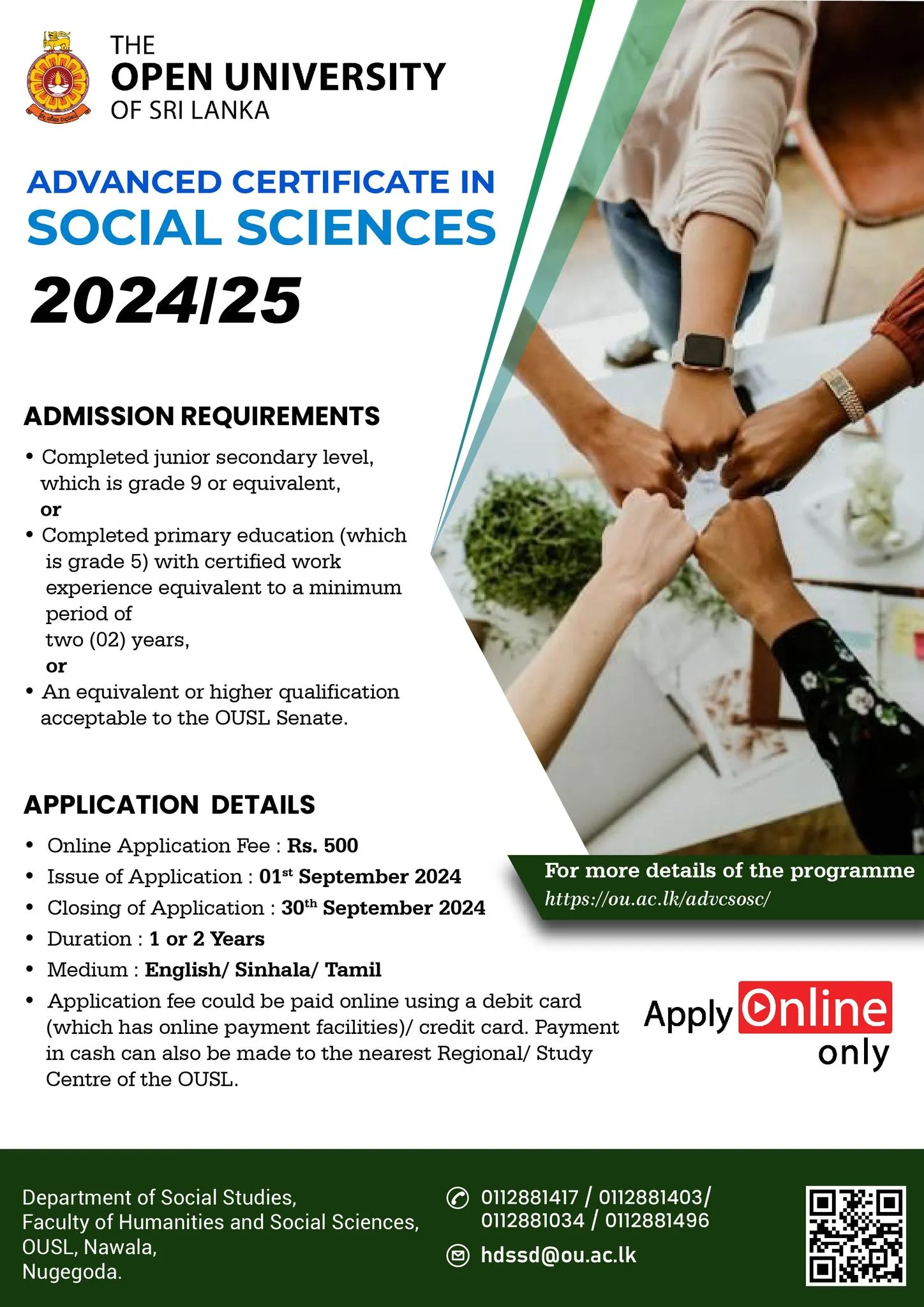 Advanced Certificate in Social Sciences