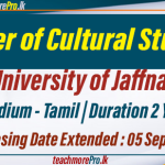 Master of Cultural Studies University of Jaffna