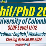 MPhil/PhD 2025 University of Colombo