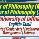 MPhil & PhD – 2024 University of Jaffna