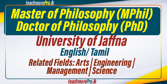 MPhil & PhD – 2024 University of Jaffna