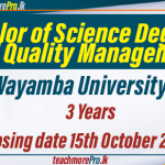 Bachelor of Science Degree in Food Quality Management -Wayamba University