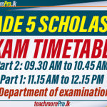 Grade 5 Scholarship Exam 2024 Time Table