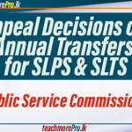 Appeal Decisions on Annual Transfers for Principals' and Teachers' Services