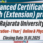 Advanced Certificate in English (Extension) programme - Rajarata University