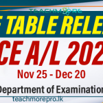 GCE A/L 2024 Exam Time Table