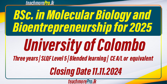 BSc. External Degree in Molecular Biology and Bioentrepreneurship for 2025 - University of Colombo