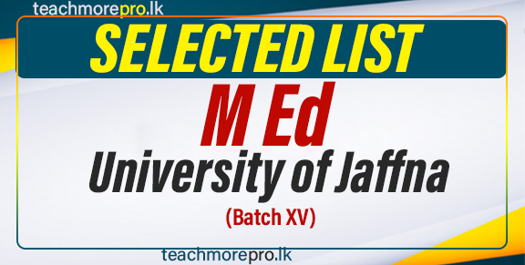 MEd Selected List 2023/2024- University of Jaffna