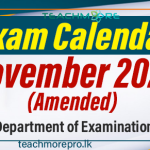 Examination Calendar for November 2024 (Amended)