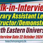 WALK-IN-INTERVIEW (Post of Temporary Assistant Lecturer/Instructor/Demonstrator) South Eastern University