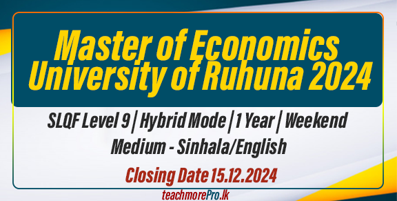 Master of Economics University of Ruhuna 2024