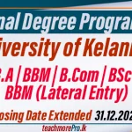 External Degree Programmes for 2024 University of Kelaniya