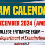 Exam Calendar for December 2024 (Amended)