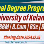 University of Kelaniya Invites Applications for External Degree Programmes for Academic Year 2024