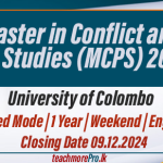 Master in Conflict and Peace Studies (MCPS) 2024/25 - University of Colombo