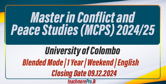 Master in Conflict and Peace Studies (MCPS) 2024/25 - University of Colombo