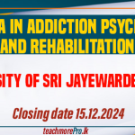 Diploma in Addiction Psychology and Rehabilitation University of Sri Jayewardenepura