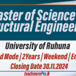 Master of Science in Structural Engineering University of Ruhuna