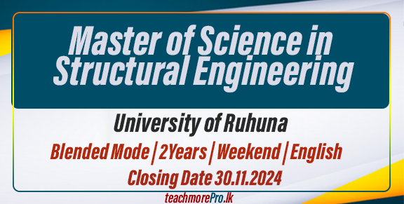 Master of Science in Structural Engineering University of Ruhuna