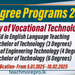 Degree Programs 2025- University of Vocational Technology (UOVT)