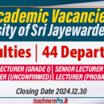 Academic Vacancies – University of Sri Jayewardenepura