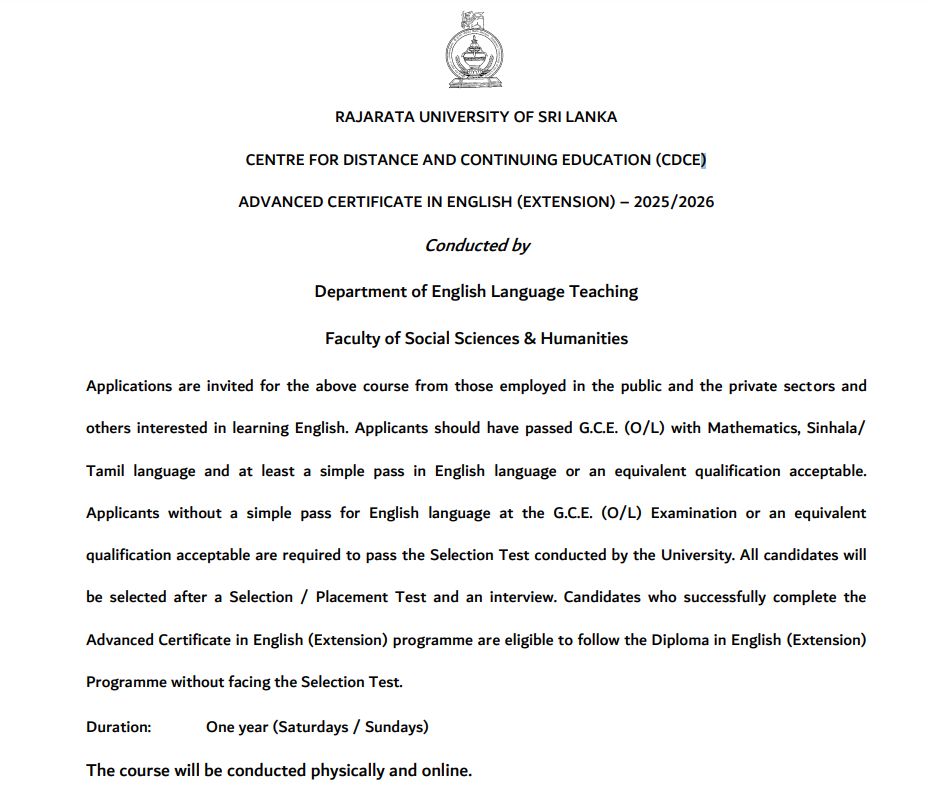 ADVANCED CERTIFICATE IN ENGLISH