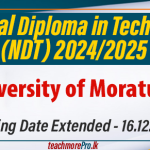 Admission to the National Diploma in Technology (NDT) Course 2024/2025 - University of Moratuwa