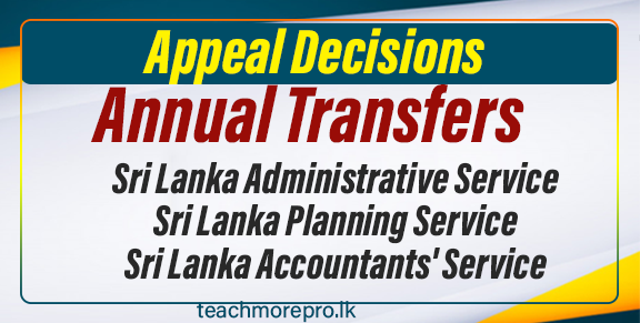 Appeal Decisions Annual Transfers SLAS, SLPS, SLCaS