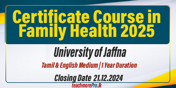 Certificate Course in Family Health 2025 – University of Jaffna