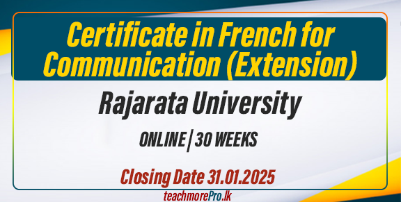 Rajarata University Launches Certificate in French for Communication (Extension) – Intake II 2024/2025