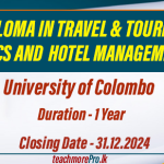 DIPLOMA IN TRAVEL & TOURISM ECONOMICS AND HOTEL MANAGEMENT 2025 - University of Colombo