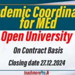 Open University of Sri Lanka Invites Applications for Academic Coordinator for MEd