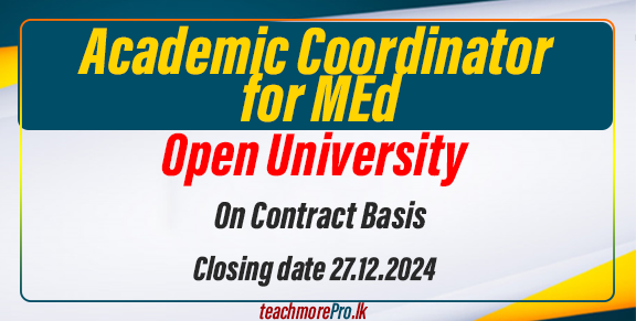 Open University of Sri Lanka Invites Applications for Academic Coordinator for MEd