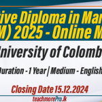 Executive Diploma in Marketing (EDM) 2025 - Online Mode University of Colombo