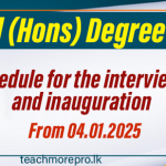 BEd (Hons) Degree: Schedule for the interviews and inauguration