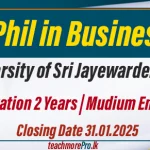 MPhil in Business - University of Sri Jayewardenepura