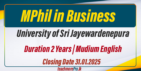 MPhil in Business - University of Sri Jayewardenepura