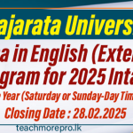 Rajarata University Announces Diploma in English (Extension) Program for 2025 Intake