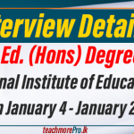 Interview Schedule for B.Ed. (Hons) Degree Program at NIE