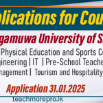 Sabaragamuwa University Courses - Applications for Courses (Intake 2025)