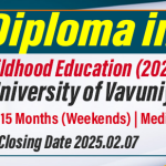 Diploma in Early Childhood Education – (2025/2026) - University of Vavuniya