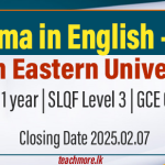 South Eastern University Invites Applications for Diploma in English – 2025