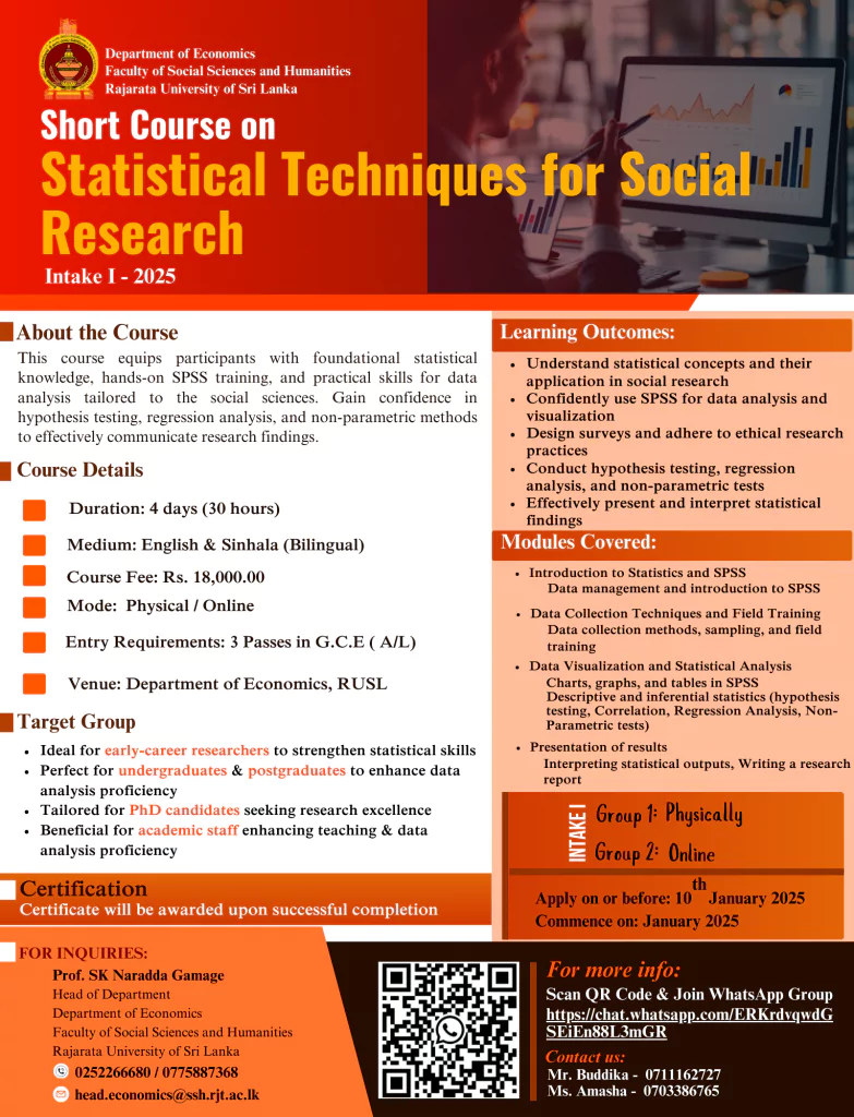 Short Course on Statistical Techniques for Social Research