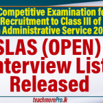 SLAS (OPEN) Interview List Released