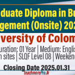 Postgraduate Diploma in Business Management (Onsite) 2024/25 - University of Colombo